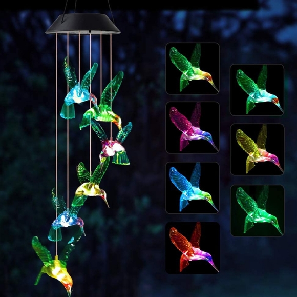 Solar Hummingbird Wind Chime - Picture 1 of 7